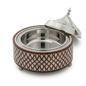 Lattice Shell Inlay Food <b>Warmer</b> Hotpot with Stainless Steel Liner Traditional Arabian Hospitality <b>Buffet</b> Server for Bulk Supply - Product Image 3