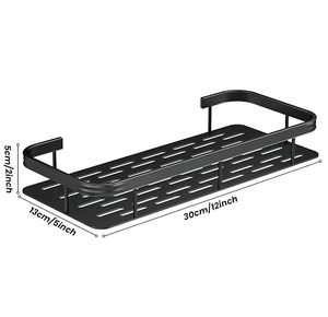Étagère murale rectangulaire en métal 30 cm, porte-serviettes de salle de bain étanche, minimaliste, à un seul niveau - Product Image 2
