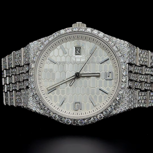 Montres mécaniques automatiques personnalisées de qualité supérieure, montres de sport en diamant moissanite, fonction date, boîtier en acier hip-hop pour hommes et femmes - Product Image 1