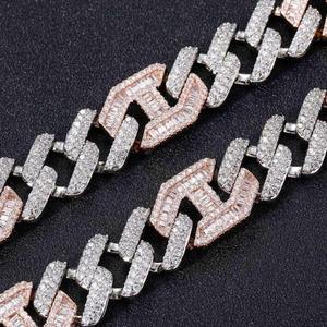 Collar Hip Hop con diseño de nariz de cerdo, cadena cubana, doble circonita blanca y rosa, joyería de alta calidad chapada en oro de 14K, collar de diamantes para hombre - Product Image 3