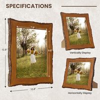 Bingkai Foto Kayu Solid Rustic Buatan Tangan dengan Tepi Kulit Kayu Asli, Dekorasi Farmhouse, Logo Custom, Dinding Warna-Warni