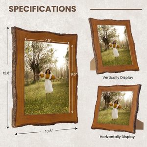 Edge Picture <b>Frame</b> Solid Rustic Handcrafted Wood <b>Frame</b> with Real Bark Edges & High Front Farmhouse Decor for Tabletop or <b>Wall</b> - Product Image 3
