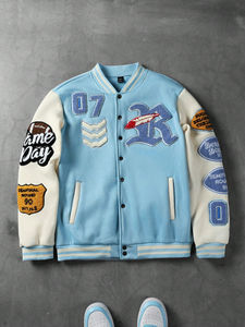 Veste de baseball en molleton de coton personnalisée pour homme, style universitaire, streetwear décontracté - Product Image 2