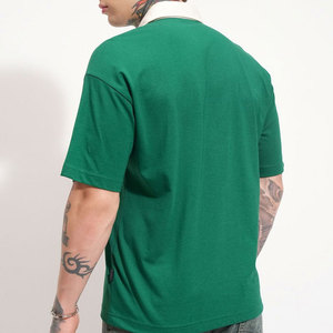 Polo de Algodón Verde para Hombre, Liso, de Manga Corta, Informal, para Adultos, Talla Grande - Product Image 2