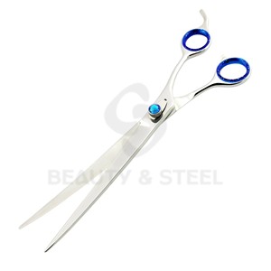 Ciseaux de coiffure professionnels en acier inoxydable avec pivot serti de pierres bleues et inserts de bagues scintillantes - Product Image 1
