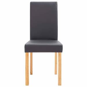 Ensemble de 4 chaises de salle à manger en simili cuir gris et bois, taille standard - Product Image 4