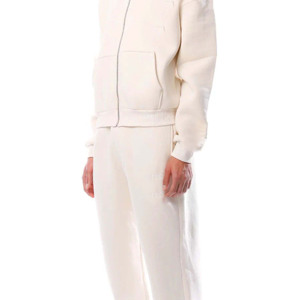 Ensemble de survêtement unisexe crème à capuche, sweat-shirt long avec fermeture éclair et poches latérales, tenue décontractée pour l'automne - Product Image 5