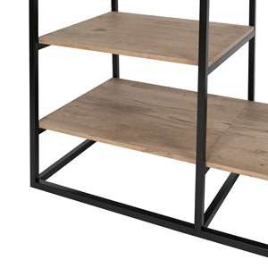 Porte-vêtements autoportant en métal Richfull à 2 tringles avec 4 étagères en bois, design durable et flexible, style américain - Product Image 6