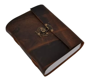 Lock Deckle Edge Leather Flap Journal <b>Spiral</b> <b>Bound</b> <b>Notebook</b> with Saddle Stitching Durable Paper for Writing Gift Custom Color - Product Image 2