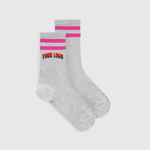 Hot Selling Sportswear & Streetwear Knitted Pink Stripes Athletic <b>Socks</b> Custom Knitted Logo Breathable Mid Length <b>Socks</b> - Product Image 4