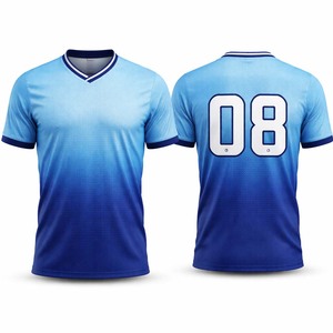 Camiseta Deportiva Personalizada para Hombre, Transpirable, con Cuello en V, Degradado de Azul Claro a Oscuro, Sublimada, al por Mayor - Product Image 6