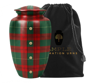 โกศบรรจุอัฐิผู้ใหญ่ลายสก็อตพรีเมียม สีแดงเขียว ลายตาราง  งานแฮนด์เมด ขนาด 220 คิวบิกอินช์ เป็นมิตรกับสิ่งแวดล้อม - Product Image 3