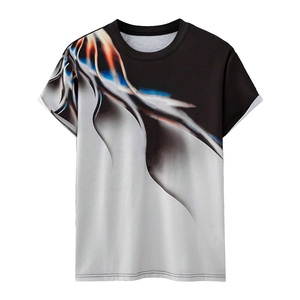 T-shirt à sublimation avec logo graphique personnalisé du fabricant Tenue décontractée pour homme 100% motifs imprimés en coton - Product Image 1