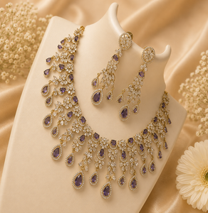 Conjunto de Collar y Pendientes de Latón Chapado en Oro Mate con Circonitas de Calidad Premium para Mujer, Ideal para Bodas y Fiestas, Estilo Moderno - Product Image 2