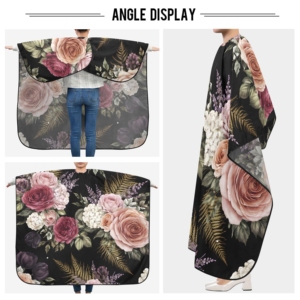 Capa de Peluquería Desechable de Goma Profesional con Logotipo Personalizado OEM, Bajo MOQ, Impermeable, Cierre Ajustable a Presión, Diseño Floral - Product Image 5