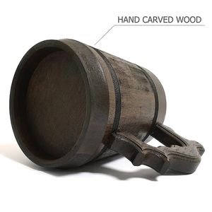 Custom Logo Engraved Solid <b>Pattern</b> Wooden Coffee Mug Steel Inner Leak-Proof Handmade American Style Microwave Safe Pub Home - Product Image 5