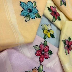 Juego de pañuelos de algodón bordados a mano – Diseño floral multicolor, pañuelos premium 100% algodón, suaves y amigables con la piel. - Product Image 1