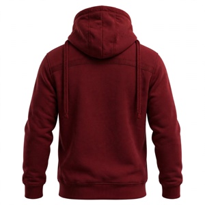 <b>Men's</b> <b>Burgundy</b> <b>Hoodie</b> Fleece Sweatshirt Regular Fit Solid Color Casual 100% Cotton French Terry Pocket Winter Wear - Product Image 2