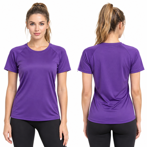 T-shirt de sport tricoté à manches courtes pour femme, style été, séchage rapide, léger, en polyester, pour le yoga – Vente en gros - Product Image 2