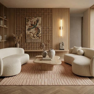 Alfombra de lujo de lana y tencel de pelo alto, hecha a mano, con diseño abstracto moderno, base de látex antideslizante y antidesgarro, para decoración del hogar. - Product Image 1