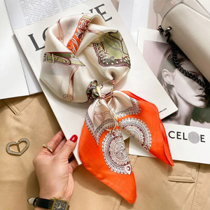 Pañuelo Cuadrado de Seda de Lujo para Mujer, Hiyab de Verano, Envolturas, Pañuelo para el Cuello, Cintas para el Cabello, Diadema, Bandana, Foulards - Product Image 6