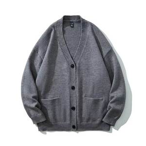 Cross-border Plus Size Men's <b>Cardigan</b> <b>Sweater</b> Men's V-neck Knitwear Jacket Men's <b>Sweater</b> with Front Logo Design - Product Image 5