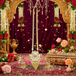 ชุดสร้อยคอยาวดีไซน์หรูหราแบบมีนาคารี ชุบทองคำแท้ ประดับเพชร สำหรับเป็นของขวัญแต่งงาน รุ่น 11059038GL - Product Image 3