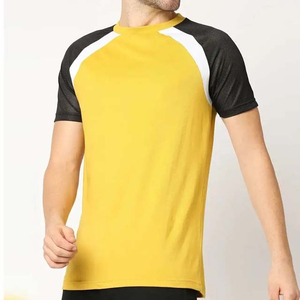 Camiseta Deportiva para Hombre, Amarilla y Negra, de Manga Corta, Cuello Redondo, Secado Rápido, Corte Regular, Tejido de Punto, 100% Poliéster, Color Sólido - Product Image 3