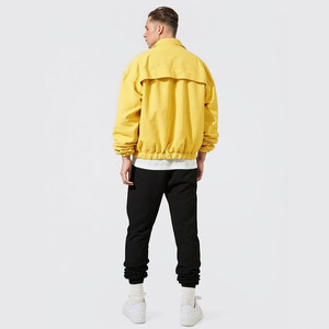 Men's Yellow Safari <b>Jacket</b> Stand Collar Waterproof Workwear Style <b>Canvas</b> Material Regular Fit Spring Season - Product Image 3