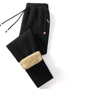Men's Winter Lambswool Fitness Jogging Sweatpants Warm Casual Solid <b>Drawstring</b> Fleece Straight <b>Trousers</b> Outdoor Sizes Available - Product Image 1
