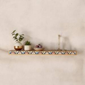 Estante de Pared de Madera MDF Pintado a Mano Estilo Jodhpur Turquesa Venta al por Mayor India - Product Image 3