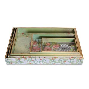 Plateau rond en bois de noyer noir de 12 pouces, plateau de service décoratif en bois avec poignées - Product Image 4