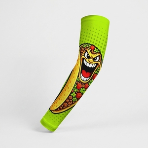 Manchon de bras imprimé en polyester avec motif Taco pour hommes, impression numérique, style sportif, longueur intégrale, fond vert - Product Image 1