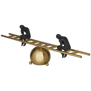 Contemporary Aluminum Sculpture <b>Figurative</b> Balance Art Decor Eco-Friendly for Living Room Tabletop Display Retirement 27.10x8.25 - Product Image 4