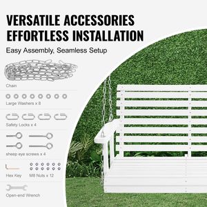 Aggiornato 4 ft bianco Patio Swing panca resistente 880 Lbs capacità di carico cortile giardino catene sospese per esterni - Product Image 5