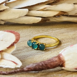 Bague Bohème Tendance à Trois Pierres, Anneaux Minimalistes en Laiton Plaqué Or 18 carats pour Femme, Bande Délicate en Topaze de Londres, Vente en Gros/OEM/ODM - Product Image 2
