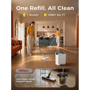 Set Secchio e Mop Piatto con Funzione Spray Automatico 3-in-1 per Pulizia Domestica, con Separazione Acqua Pulita e Sporca - Product Image 4