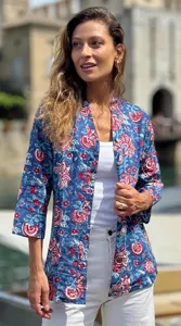 Camisa de Algodón con Estampado Floral Bohemio en Negro y Beige, Blusa Étnica Informal de Manga Larga y Corte Holgado para Mujer - Product Image 4