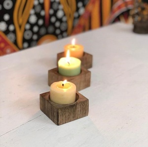 Ensemble de 3 porte-bougies en bois écologiques, style vintage, décoration d'intérieur - Product Image 2