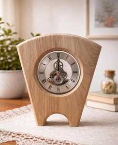 Rustic Wooden Desk <b>Clock</b> with Natural Wood Finish - Product Image 6