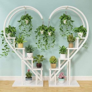 Support de plante en métal en forme de cœur de grande taille NP-FS03, étagère à fleurs de jardin d'intérieur à plusieurs niveaux - Product Image 3