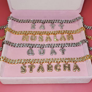 Colgante de Lujo con Inicial del Alfabeto, con Incrustaciones de Moissanita, en Plata, Estilo HIPHOP, Letra en Bloque, para Fiestas, Eventos, Uso Diario, Accesorio de Moda - Product Image 2