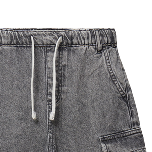 Shorts en jean gris pour garçons, coupe droite, stretch, décontractés, style streetwear, longueur genou, mode, pour enfants, de BD - Product Image 6