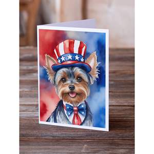 Yorkshire Terrier patriotique américain lunatique A7 taille 5x7 cartes vierges Pack 8 avec enveloppes pour les salutations - Product Image 2