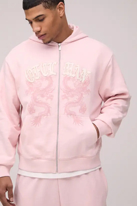 Unisex <b>Pink</b> Hooded Fleece Lightweight <b>Tracksuit</b> <b>Set</b> Solid Full Length Zipper Front Casual Streetwear Autumn Wear 2 1 Design - Product Image 3