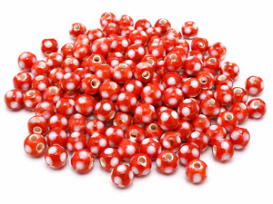 8mm Handmade Red <b>White</b> Skunk Glass Trade Beads Round Lampwork Loose Beads for Jewelry Making Crafts <b>Bracelet</b> Necklace - Product Image 1