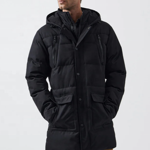 Manteau pour homme en forme de gourde, noir, décontracté, en polyester/nylon, avec poches, fermeture éclair, épaisseur standard, résistant à l'eau - Product Image 1