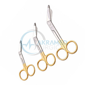Juego de 3 Tijeras para Vendajes Lister con Mango Dorado, Dentadas, Certificadas por la CE, Instrumentos Quirúrgicos Ortopédicos - Product Image 5