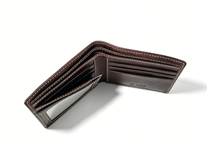 [In stock] [Retail Price] Castello Men's Bi-fold RFID Wallet Genuine Cowhide Vegetable <b>Tanned</b> Leather Black <b>Brown</b> - Product Image 4