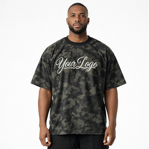 Custom New Design Men's Camouflage Oversized T-Shirt Sublimation Oversized Tee Digital Print Camo <b>Tshirt</b> For Men - Product Image 1